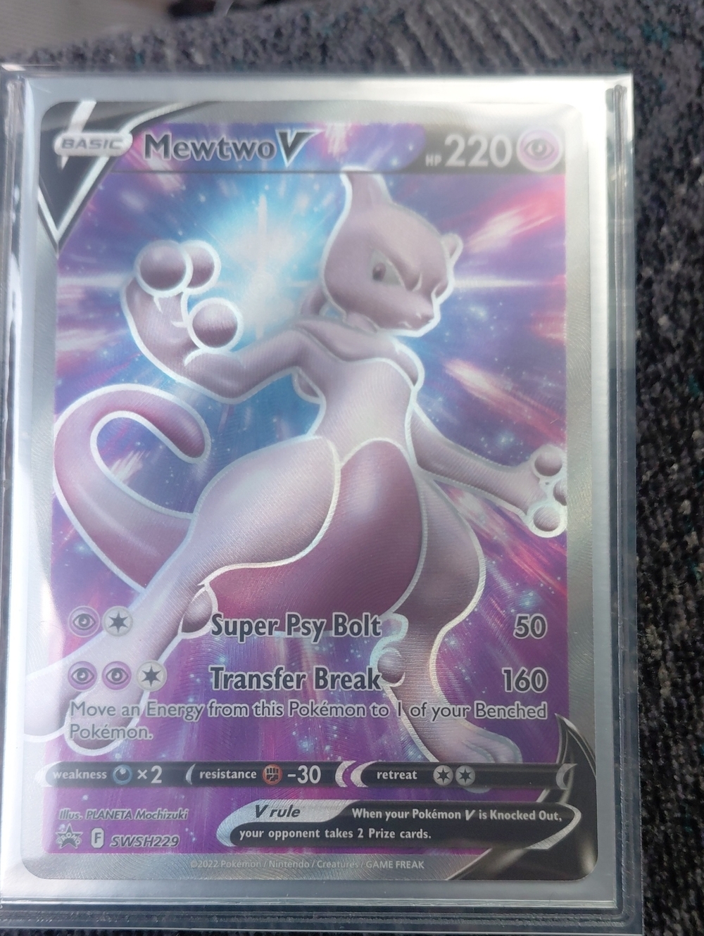 Mewtwo V Holo Trading Card - Purple